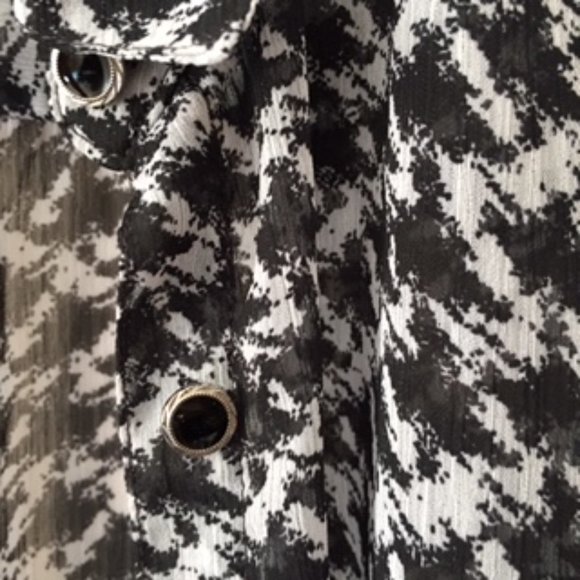 NORTHERN REFLECTIOS TAILORED WOMEN BLOUSE.  SIZE XL.  BLACK AND WHITE - Picture 2 of 5